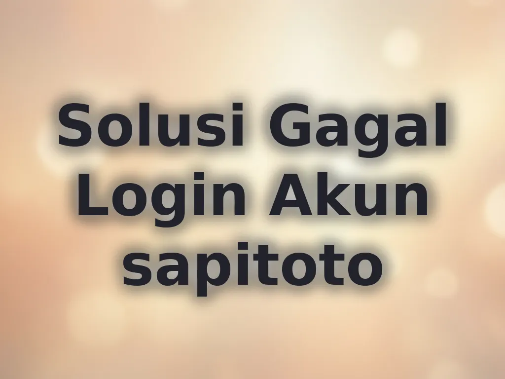 Solusi Gagal Login Akun sapitoto
