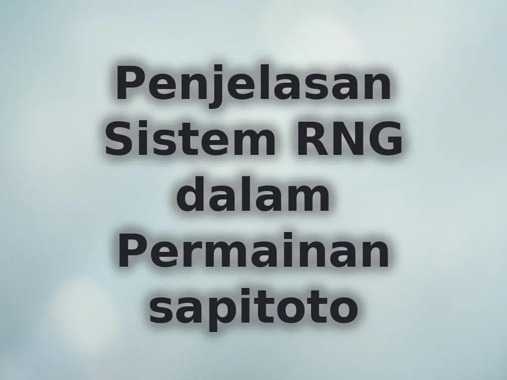 Penjelasan Sistem RNG dalam Permainan sapitoto